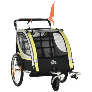 Altro Rimorchio Bici Per Bambini E Passeggino, Design 2 In 1 Con Freno, Cintura A 5 Punti, Carrello Rimorchio Per Bicicletta Con Tasche Laterali,