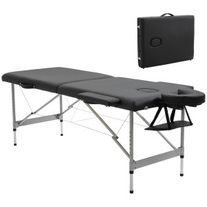 Altro Lettino Per Massaggio Portatile E Pieghevole Con Altezza Regolabile E Seduta Imbottita, 186x71x62-83 Cm, Nero