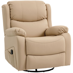 Altro Poltrona Relax Reclinabile Con 8 Punti Massaggianti, Riscaldanti E Poggiapiedi, 87x97x100 Cm, Beige