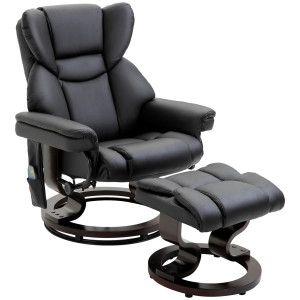 Altro Poltrona Relax Con Pouf Poggiapiedi E Funzione Massaggio, Reclinabile A 145° E Girevole A 360°, Nero
