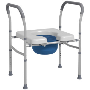 Altro Sedia Comoda Wc Per Anziani E Disabili 4 In 1 Regolabile In Altezza Con Braccioli Imbottiti, Grigio