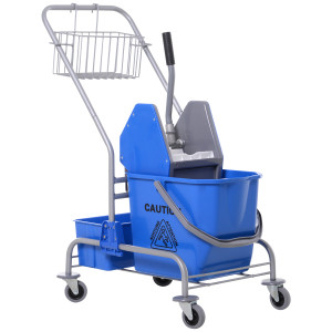 Altro Carrello Pulizie Professionale Con Cesto Sospeso, Ripiano, 25l Secchio Lavapavimenti Con Strizzatore, Carrello Multiuso Con Gancio Per Hotel,