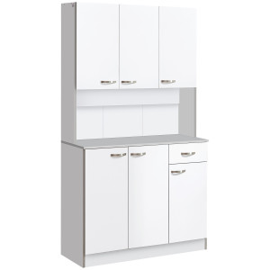 Altro Credenza Cucina Moderna Con Cassetto E Armadietti, In Legno, 101x39x180 Cm, Bianco E Grigio