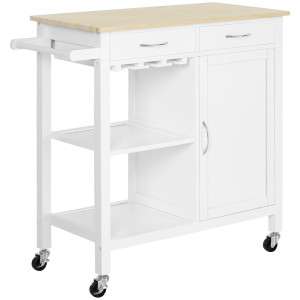 Altro Carrello Da Cucina Classico Con Cassetti E Ruote In Legno Salvaspazio 89x40x84cm
