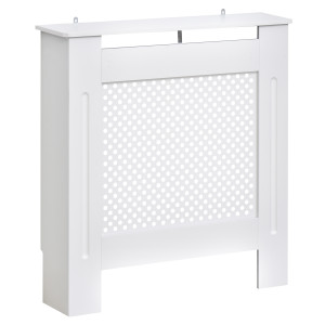 Altro Copritermosifone Moderno A Griglia In Mdf Per Casa E Ufficio, 78x82x19 Cm, Bianco