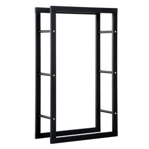 Altro Potalegna Per Camino Ferro Per Interni, Esterno E Casa, Struttura In Tubi, 60x25x100cm, Nero § Italy