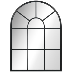 Altro Specchio Moderno A Parete E A Forma Di Arco 70x50 Cm Per Camera Da Letto E Soggiorno, In Metallo Nero E Vetro