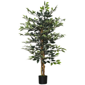 Altro Pianta Artificiale Di Fico Da 130 Cm A 702 Foglie E 3 Tronchi Con Vaso Ø15x12.5 Cm, Per Interni Ed Esterni