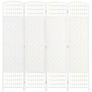 Altro Paravento A 4 Ante Pieghevole Per Interni, Autoportante E Intrecciato, 160x170 Cm, Bianco