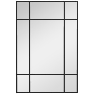 Altro Specchio Da Parete Stile Finestra Con Montaggio Verticale E Orizzontale, 90x60 Cm, Nero