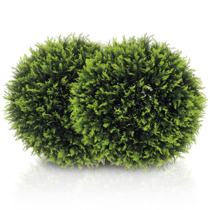 Altro Set Di 2 Piante Artificiali A Sfera Con Foglie Di Cedro Per Casa E Giardino Ø45 Cm, Verde