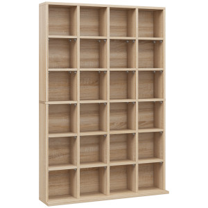 Altro Mobile Porta Cd Con Ripiani Regolabili Per 456 Cd O 336 Dvd, 24 Scomparti, 89x20x130.5 Cm, Legno