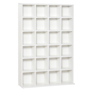 Altro Mobile Libreria Porta Cd Da 24 Ripiani Ad Altezza Regolabile, In Legno, 130.5x89x20 Cm, Bianco