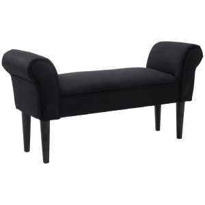 Altro Panca Fondo Letto Imbottita Con Braccioli Arrotolati, 102x35x51cm, Nero