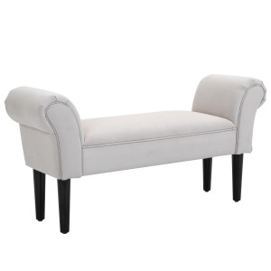 Altro Panca Fondo Letto Con Braccioli Arrotolati, Panca Imbottita Per Camera Da Letto, Grigio, 102x36x51cm