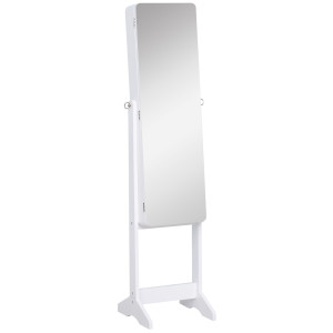 Altro Armadio Portagioie Portagioielli Con Specchio Regolabile E Illuminazione Led, Legno, Bianco, 34x146x36 cm
