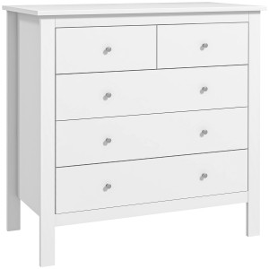 Altro Cassettiera 5 Cassetti Per Camera E Soggiorno In Legno Bianco, 79x39.5x80.5 cm