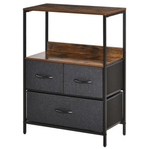 Altro Mobile Cassettiera Multiuso Con 3 Cassetti Pieghevoli In Tessuto, Con Antiribaltamento, Arredamento Soggiorno E Camera, 58x29x81.5cm, Grigio