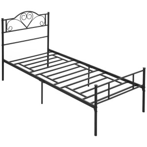 Altro Struttura Letto Singolo In Acciaio Con Doghe Integrate, Testiera E Pediera, 90x200cm