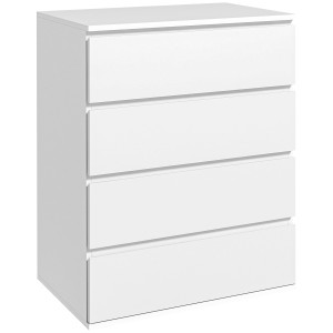 Altro Cassettiera 4 Cassetti In Truciolato Con Guide In Metallo E Maniglie Scanalate, 60x40x80 Cm, Bianco