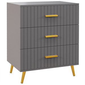 Altro Cassettiera 3 Cassetti Moderna In Legno E Alluminio, 60x40x71.5 Cm, Oro E Grigio Scuro