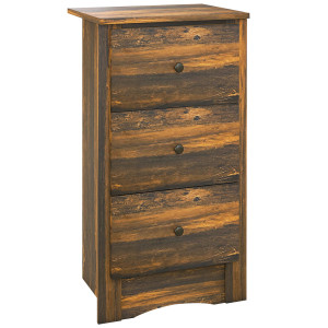 Altro Comodino Con 3 Cassetti Dallo Stile Rustico In Legno, 40x30x74 Cm, Marrone