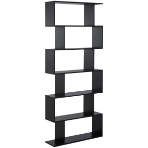 Altro Libreria Legno Design Moderno Con 6 Ripiani 80 × 23 × 192cm Nero