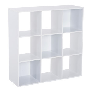 Altro Libreria Bianca Per Casa E Ufficio, Scaffale Dal Design Moderno Con 9 Scomparti In Legno, 91x29.5x91cm
