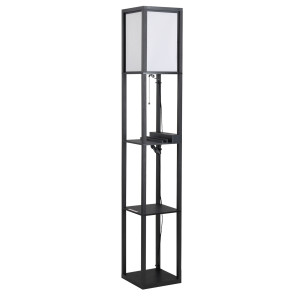 Altro Lampada Da Terra Moderna, Lampadina Illuminazione Interna Salvaspazio Con Ripiani Da Soggiorno Cotone, Mdf 26 X 26 X 160 Cm Nero E Bianco