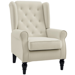 Altro Poltrona Da Salotto Imbottita In Velluto Con Schienale Trapuntato, 74x86x102cm, Bianco