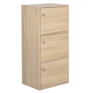Altro Mobiletto Multiuso Con 3 Ripiani In Legno E 3 Antine Per Casa, Camera, Soggiorno O Ufficio, 48x34x100cm