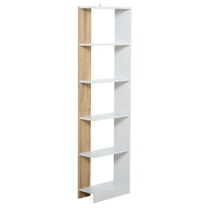 Altro Scaffale Libreria A Parete In Legno Color Rovere E Bianco Con 5 Ripiani, Antiribaltamento, 45 X 21 X 170cm