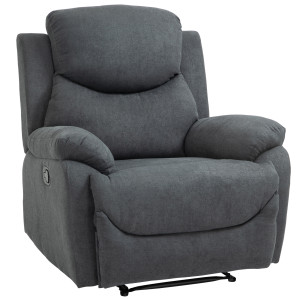 Altro Poltrona Relax Reclinabile Manualmente A 150° Con Poggiapiedi In Tessuto, 93x88x102cm, Grigio Scuro