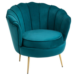 Altro Poltrona Di Design Stile Vintage Imbottita In Velluto, 79x77x77cm, Verde Petrolio