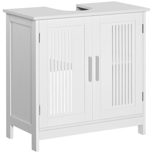 Altro Mobiletto Da Bagno Sottolavabo A 2 Ante In Mdf Salvaspazio Con Ripiani Regolabili 60x30x60cm Bianco