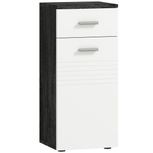 Altro Mobile Bagno Con Cassetto E Armadietto In Legno, 35x30x77.5cm, Bianco E Nero