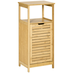 Altro Mobiletto Bagno Con Cesto Multiuso Per Bucato E Giocattoli, In Mdf E Bambù, 40x30x86.5cm