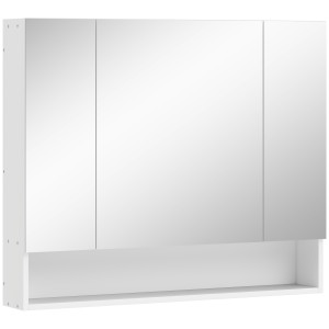 Altro Specchiera Bagno Con Armadietto 3 Ante Soft Close E Ripiani Regolabili, 90x15x75 Cm, Bianco