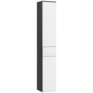 Altro Colonna Bagno Salvaspazio In Legno Con 2 Armadietti E Cassetto, 30x28x180 Cm, Nero