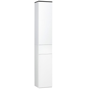Altro Mobile Bagno Con Ripiano Regolabile, 2 Ripiani Chiusi E Un Cassetto In Legno, 30x28x180 Cm, Bianco
