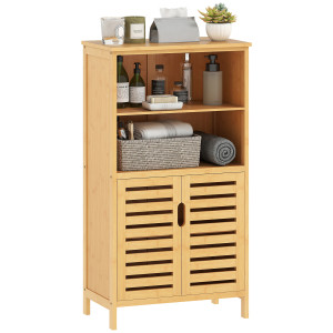 Altro Mobiletto Bagno Salvaspazio In Legno Con Armadietto, 2 Ante E 2 Ripiani Aperti, 50x29x92 cm