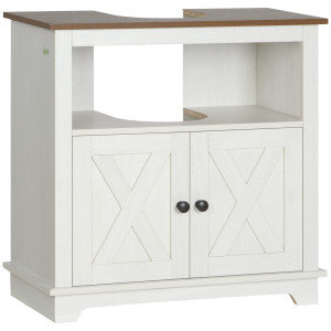 Altro Mobile Bagno Sotto Lavabo Con Armadietto A 2 Ante E Ripiano Aperto, In Truciolato, 60x30x60 cm
