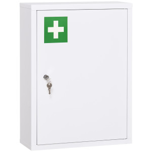 Altro Armadietto Medicinali A 3 Ripiani Con Serratura E 2 Chiavi, In Acciaio, 40x15x53.5 Cm, Bianco