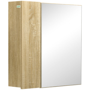 Altro Mobile Da Bagno Con Specchio E 4 Ripiani Interni, In Truciolato, 60x15x60cm, Color Legno