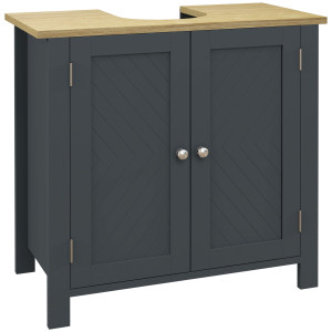 Altro Mobile Sottolavabo In Truciolato E Mdf A 2 Ante Con Ripiano Interno Regolabile, 60x30x60 Cm, Grigio