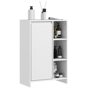Altro Mobile Bagno Moderno Con 3 Ripiani Aperti E Armadietto A Un'anta Con Mensola Regolabile, In Mdf Con Superficie Verniciata, Bianco § Italy
