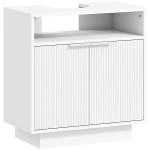 Altro Mobile Sotto Lavabo Bagno Con Ripiano Interno Regolabile E Ripiano Aperto, In Legno, 60x33x63 Cm, Bianco