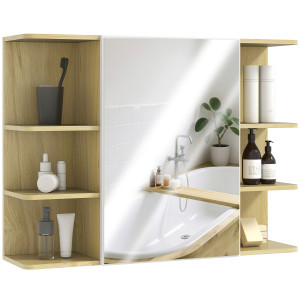 Altro Specchiera Bagno Con Armadietto A 2 Ripiani E 6 Vani Aperti, 80x20x59 Cm, Legno