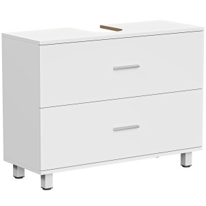 Altro Mobile Sottolavabo Moderno Con 2 Cassetti E Divisori Per Lavabo Senza Piedistallo, 80x30x60 Cm, Bianco