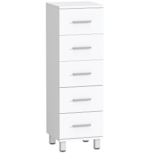 Altro Cassettiera A 5 Cassetti Per Camera Da Letto E Soggiorno In Legno, 30x30x95 Cm, Bianco